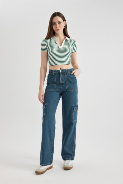 Wide Leg Cargo High Waist Long Jeans