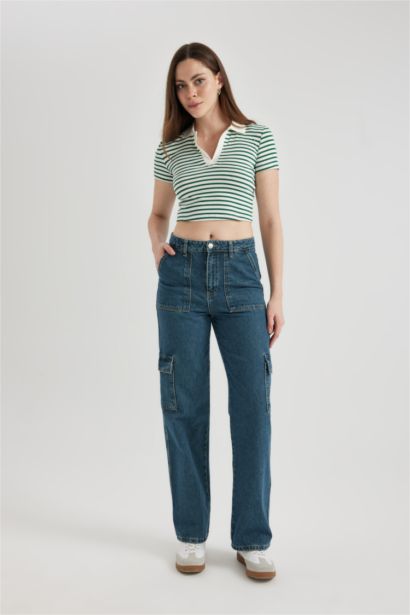 Wide Leg Cargo High Waist Long Jeans