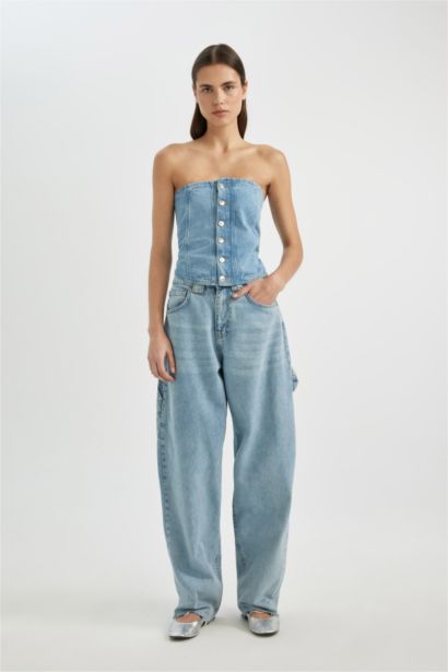 بلوز جينز بدون حمالات