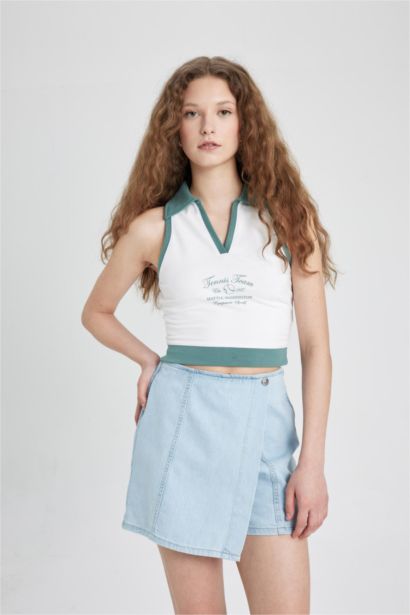 High Waist Mini Denim Skort