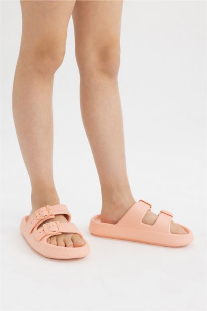 Girl High Sole Double Striped Eva Slippers