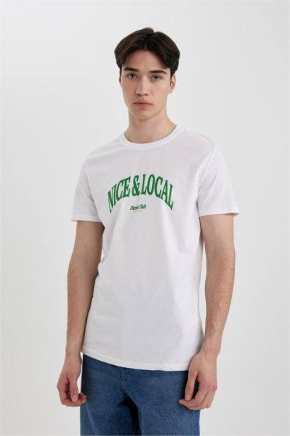 Slim Fit Crew Neck Printed Short Sleeve T-Shirt