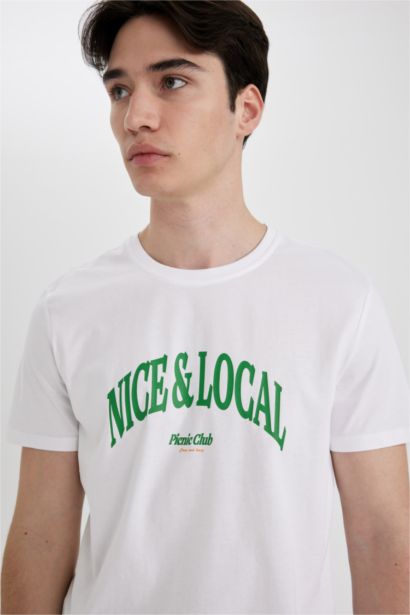 Slim Fit Crew Neck Printed Short Sleeve T-Shirt