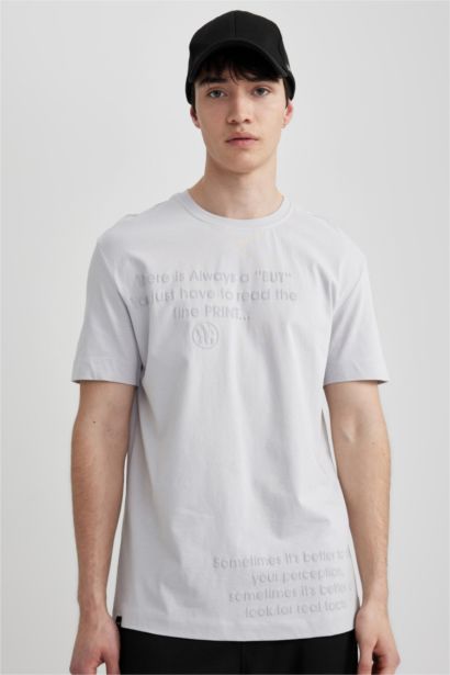 Regular Fit Crew Neck Printed Short Sleeve T-Shirt