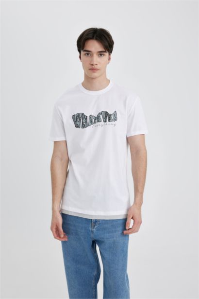 Regular Fit Crew Neck Printed Short Sleeve T-Shirt