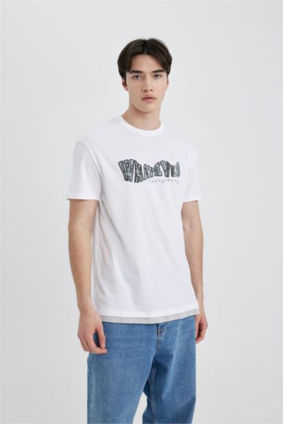 Regular Fit Crew Neck Printed Short Sleeve T-Shirt