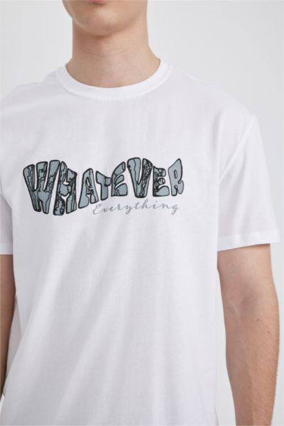 Regular Fit Crew Neck Printed Short Sleeve T-Shirt