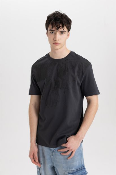 Regular Fit Crew Neck Printed Short Sleeve T-Shirt