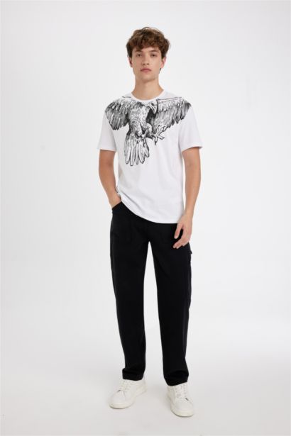 Regular Fit Crew Neck Printed Short Sleeve T-Shirt