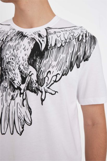 Regular Fit Crew Neck Printed Short Sleeve T-Shirt