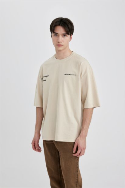 Oversize Fit Crew Neck Printed Short Sleeve T-Shirt