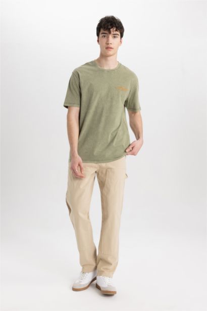 Regular Fit Bisiklet Yaka Baskılı Kısa Kollu Tişört