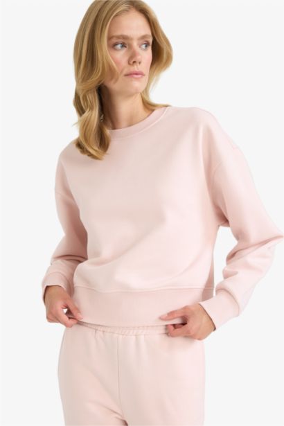 Boxy Fit Crew Neck Basic Sweatshirt