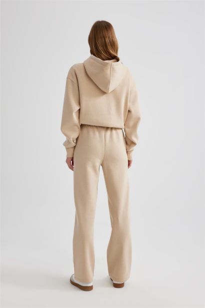 بنطلون سويت بانتس جوجر تقيل قصة مستقيمة بجيب وخصر عالي