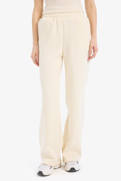 Straight Fit Thick Sweatshirt Fabric Trousers