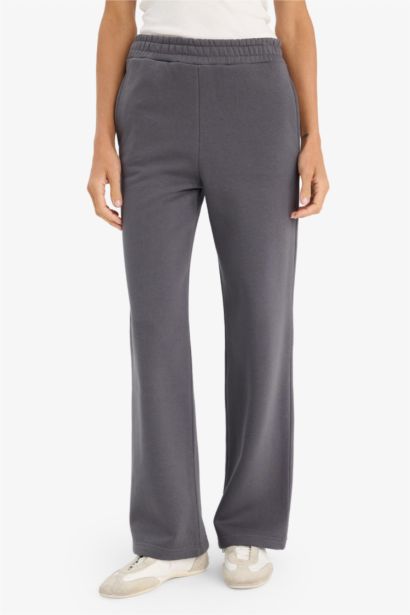 بنطلون سويت بانتس بيزك تقيل قصة مستقيمة وخصر عالي