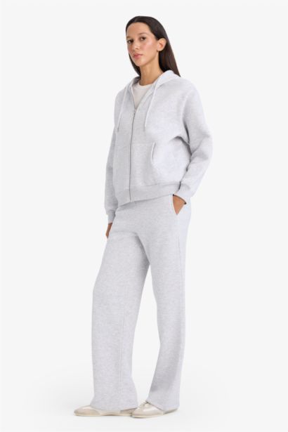 Straight Fit Basic High Waist Thick Sweatpants