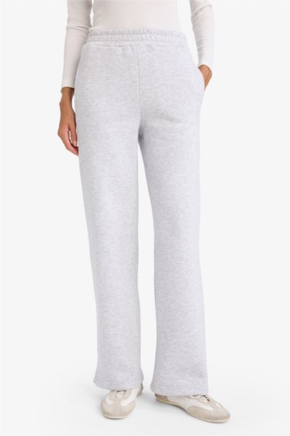 Straight Fit Basic High Waist Thick Sweatpants