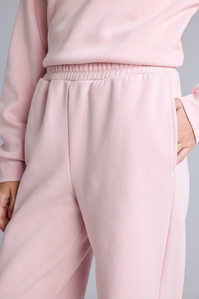Straight Fit Thick Sweatshirt Fabric Trousers