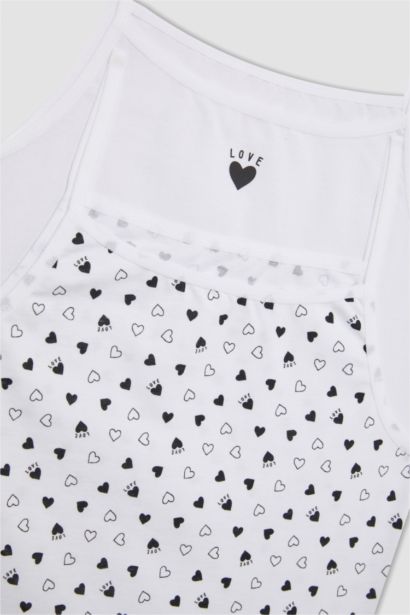 أندر شيرت بناتي قصة عادية منقط قلوب  - قطعتين