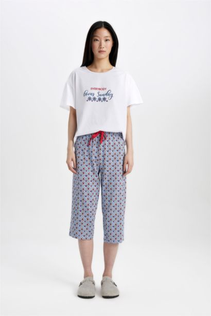 طقم بيجاما فلورال قصة عادية نص كم من Fall in Love - قطعتين