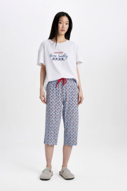 طقم بيجاما فلورال قصة عادية نص كم من Fall in Love - قطعتين