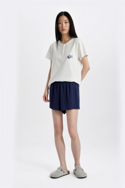 Regular Fit Dokuma Pijama Altı-Fall in Love