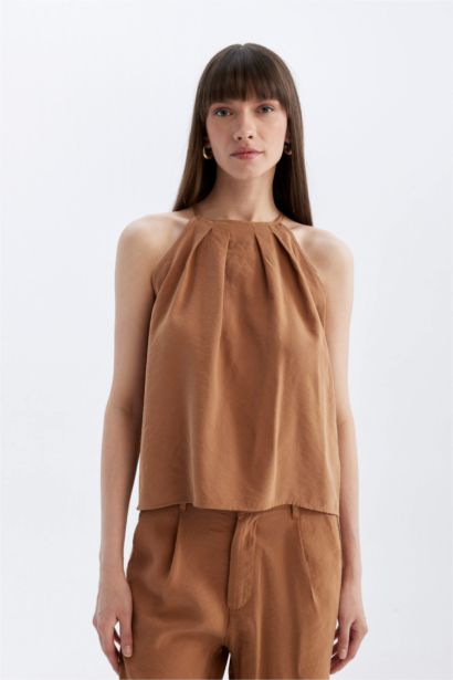 Chemisier Sans Manches coupe régulière Col Rond