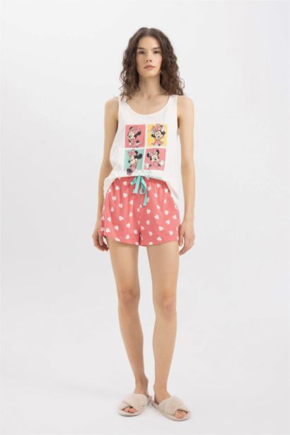 سيت بجامة قصة عادية بدون ردن من ديزني ميكي وميني - قطعتين