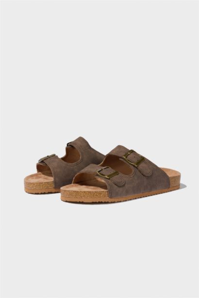 Мальчиковые Плоские Двухремешковые Искусственные Кожаные Шлепанцы