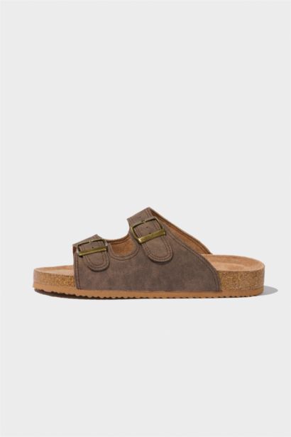 Мальчиковые Плоские Двухремешковые Искусственные Кожаные Шлепанцы