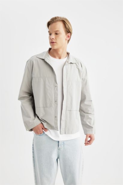 %100 Pamuk Relax Fit Uzun Kollu Paraşüt Gömlek