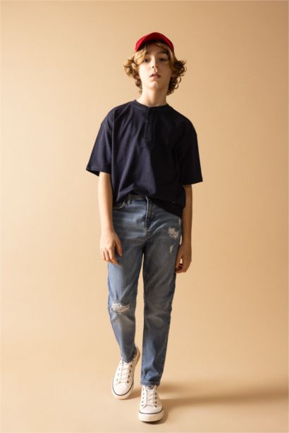 Boy Oversize Fit Collar Short Sleeve T-Shirt