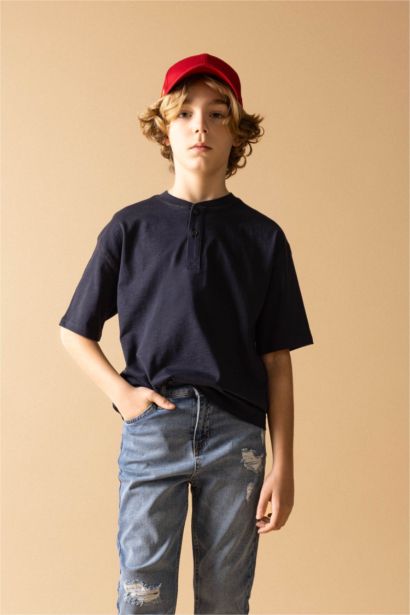 Boy Oversize Fit Collar Short Sleeve T-Shirt