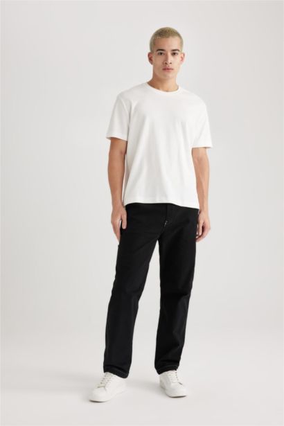 بنطلون وايد ليج برجل واسع وخصر عادي