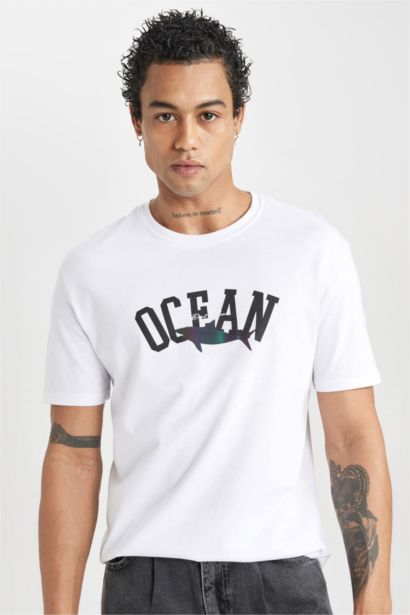 Regular Fit Crew Neck Printed Short Sleeve T-Shirt