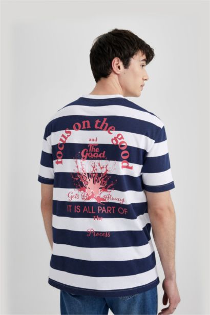 Regular Fit Crew Neck Printed Short Sleeve T-Shirt