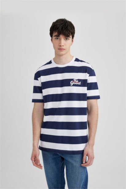 Regular Fit Crew Neck Printed Short Sleeve T-Shirt