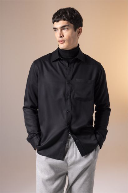 قميص بولو كم طويل قصة عادية