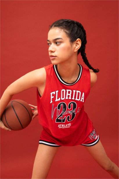 DeFactoFit Crew Neck Printed Crop Top