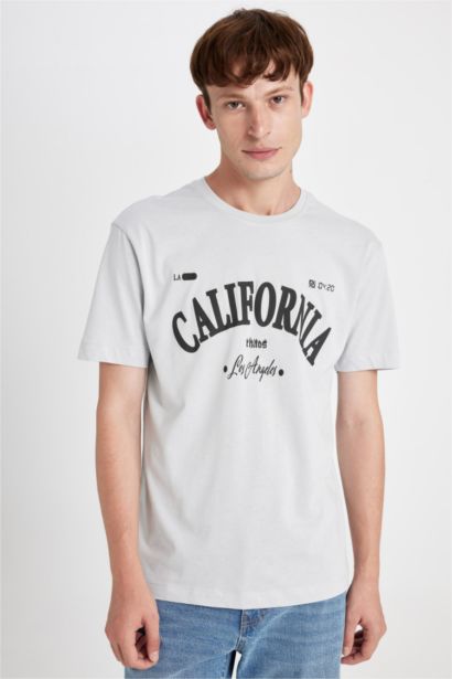 Regular Fit Crew Neck Printed Short Sleeve T-Shirt