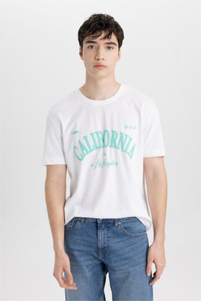 Regular Fit Crew Neck Printed Short Sleeve T-Shirt