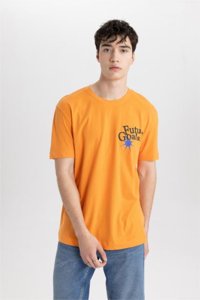 Regular Fit Crew Neck Printed Short Sleeve T-Shirt