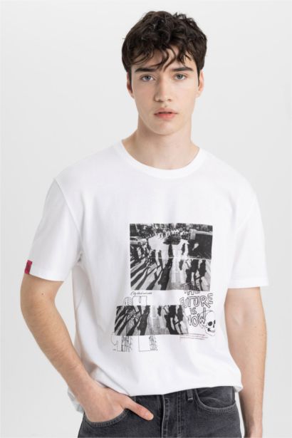 Regular Fit Crew Neck Printed Short Sleeve T-Shirt