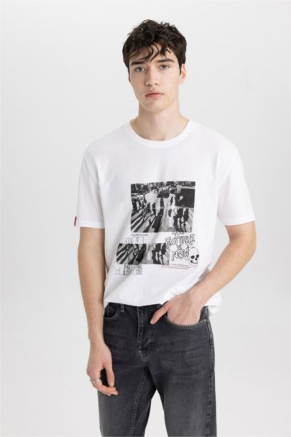 Regular Fit Crew Neck Printed Short Sleeve T-Shirt