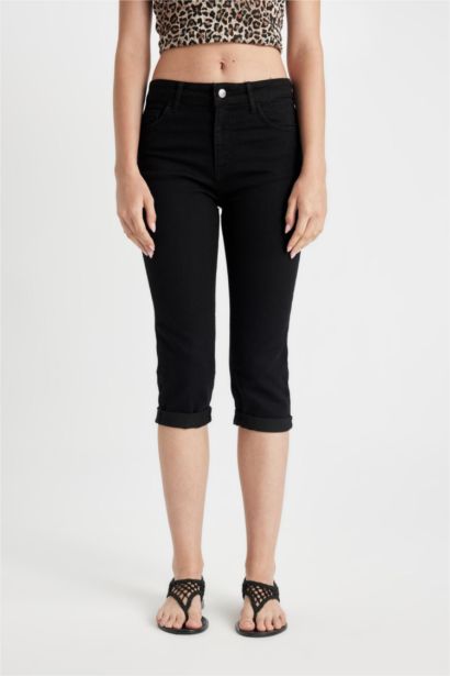 High Waist Denim Capri