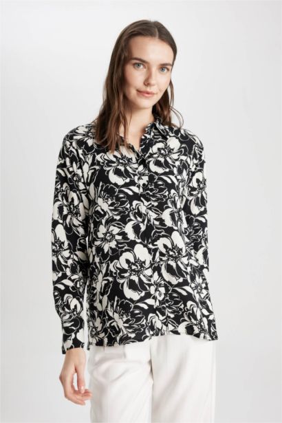 تونيك كم طويل اوفر سايز بياقة قميص