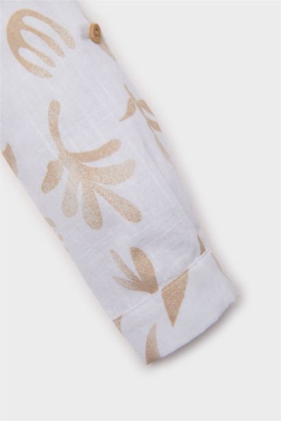 قميص اولادي كم طويل مطبوع قصة عادية