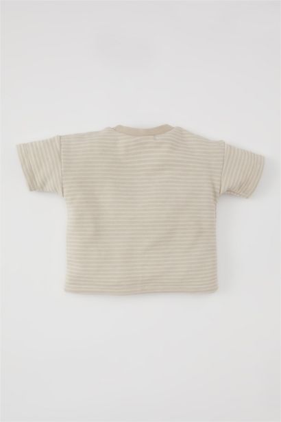 T-Shirt à Manches Courtes à Rayures et Col rond pour Bébé Garçon