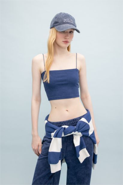 Fitted Ribbed Camisole Washed Faded Effect Undershirt